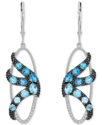 Macy's Diamond Drop Earrings (0.09 Ct. T.w.) In Sterling Silver In Silver