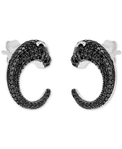 Macy's Black Spinel And Chrome Diopside Earrings (0.01 Ct. T.w.) In Sterling Silver In Black