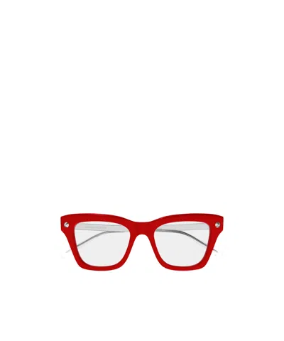 Alexander Mcqueen Eyewear Square Frame Glasses In Red