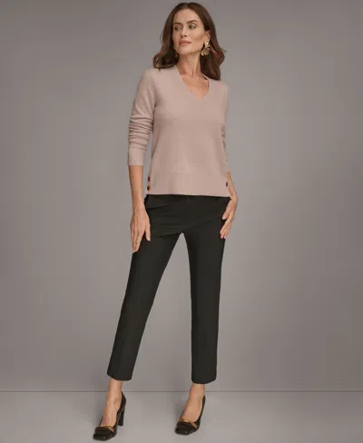 Donna Karan Women's V-neck Cashmere Sweater In Brown