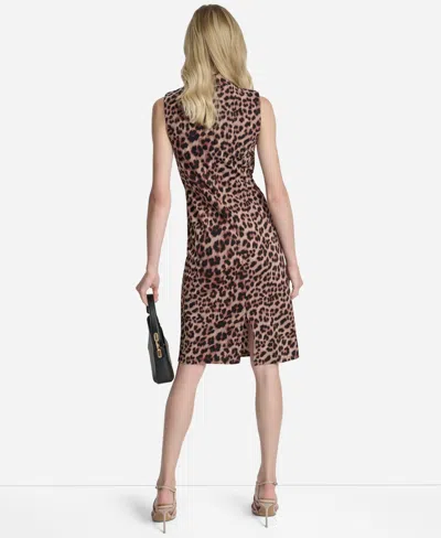 Dkny Women's Sleeveless Mock Neck Sheath Dress In Brown