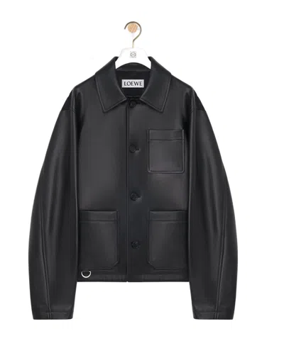 Loewe Men Lambskin Nappa And Nylon Twill Jacket In Black
