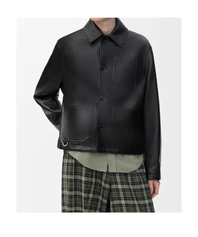Loewe Men Lambskin Nappa And Nylon Twill Jacket In Black
