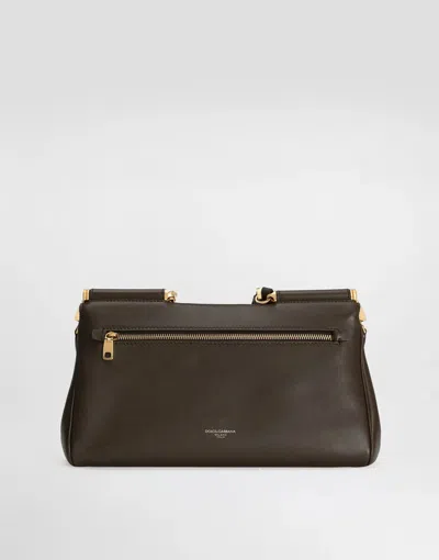 Dolce & Gabbana Brown Handbag With Key And Padlock Detail And Adjustable And Removable Shoulder Strap In Leather Wom In Brown