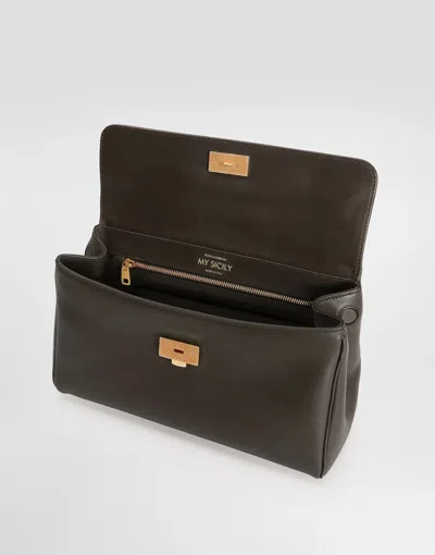 Dolce & Gabbana Brown Handbag With Key And Padlock Detail And Adjustable And Removable Shoulder Strap In Leather Wom In Brown