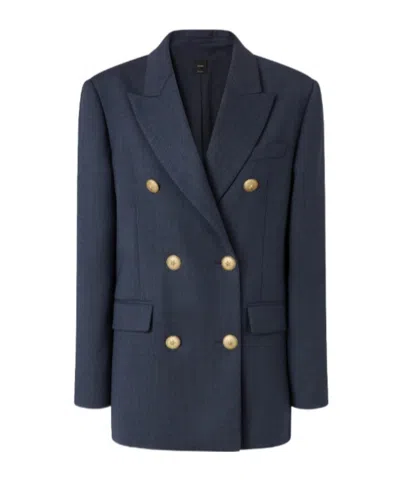 Pinko Double-breasted Blazer With Gold Buttons In Blue