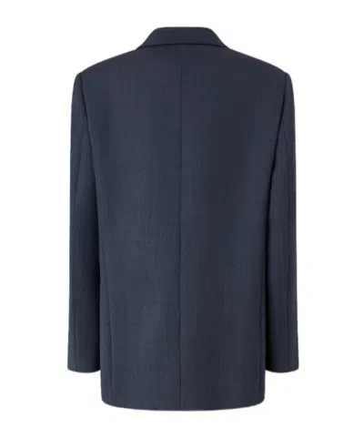 Pinko Double-breasted Blazer With Gold Buttons In Blue
