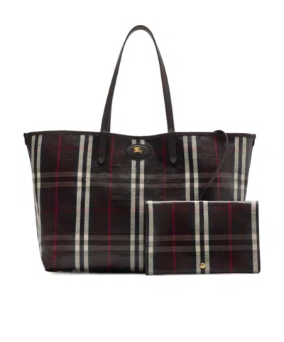 Burberry Womens Mahogany Medium Highlands Cotton-blend Tote Bag In Multi