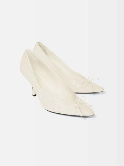 Jacquemus Tourni 80 Python-embossed Leather Pumps In White