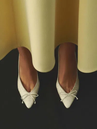 Jacquemus Tourni 80 Python-embossed Leather Pumps In White