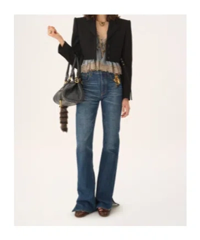 Chloé Cropped Spencer Jacket In Wool Crêpe Black Size 8 100% Virgin Wool, Horn Bubalus Bubalis, Farmed, Co In Black