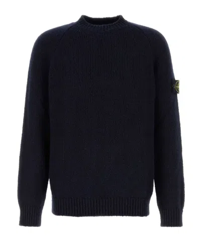 Stone Island Logo Roll-neck Jumper In Blue