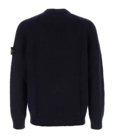 Stone Island Logo Roll-neck Jumper In Blue