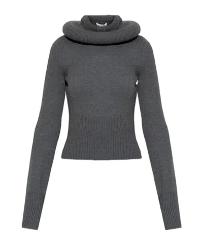 Alaïa Gray Wool Hoodie In Gray