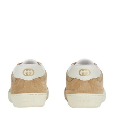 Gucci Beige G75 Sneaker In Suede And Gg Fabric Women In Multi