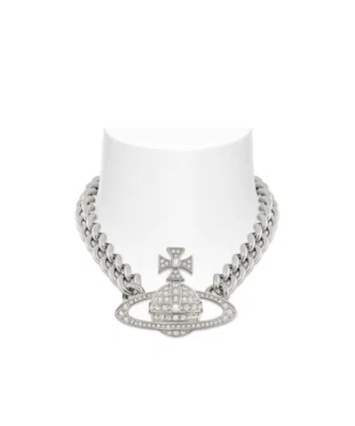 Vivienne Westwood Platinum-tone Neysa Pendant Necklace In Metallic