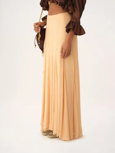 Chloé Jupe Longue Fluide En Mousseline De Soie In Pink