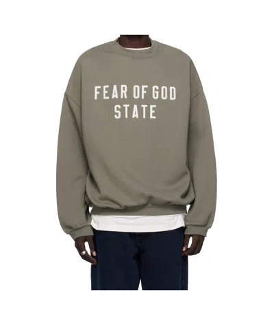 Essentials Gray 90s Fit Fleece Crewneck Sweatshirt In Gray