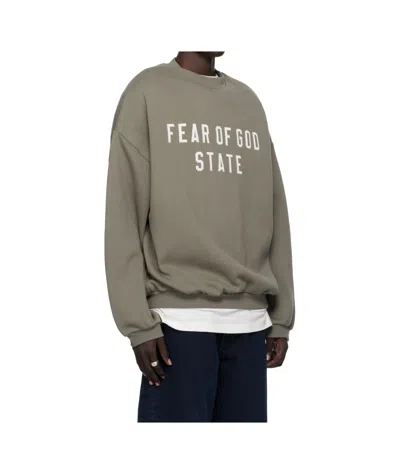 Essentials Gray 90s Fit Fleece Crewneck Sweatshirt In Gray