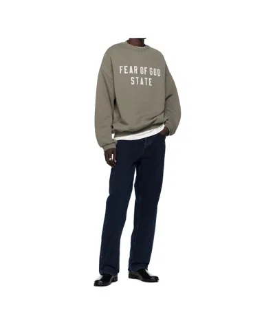 Essentials Gray 90s Fit Fleece Crewneck Sweatshirt In Gray