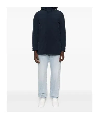 Woolrich Soft Shell Coat Barrow Mact Melton Blue In Animal Print