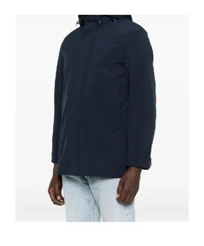 Woolrich Soft Shell Coat Barrow Mact Melton Blue In Animal Print