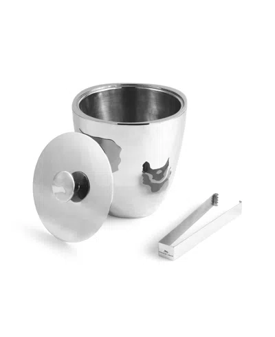 Michael Aram Reflective Ice Bucket With Tongs In Silver