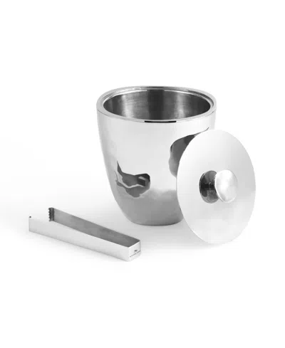 Michael Aram Reflective Ice Bucket With Tongs In Silver