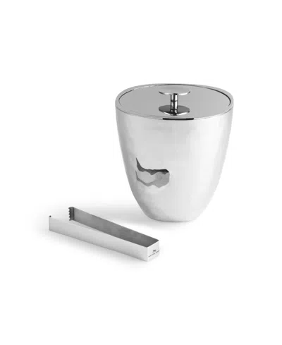 Michael Aram Reflective Ice Bucket With Tongs In Silver