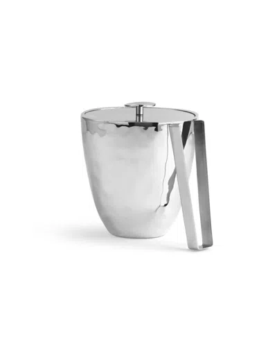 Michael Aram Reflective Ice Bucket With Tongs In Silver