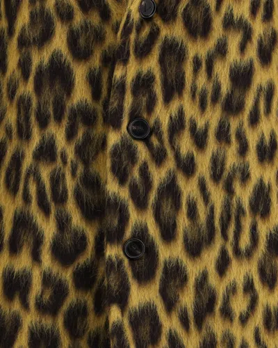 Bottega Veneta Women Multicolor Single-breasted Coat With Notched Revers And All-over Leopard Print  In Brown