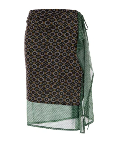 Dries Van Noten Women Printed Stretch Nylon Omili Skirt In Brown