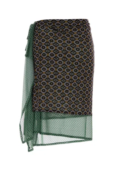 Dries Van Noten Women Printed Stretch Nylon Omili Skirt In Brown