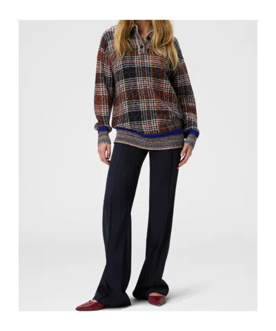 Missoni High-neck Sweater With Check Pattern In Brown