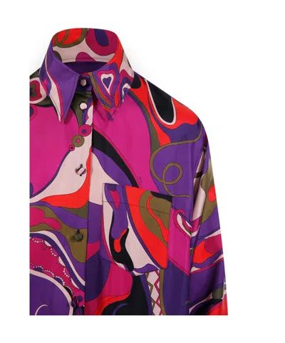 Pucci Silk Shirt With Abstract Print In Multi
