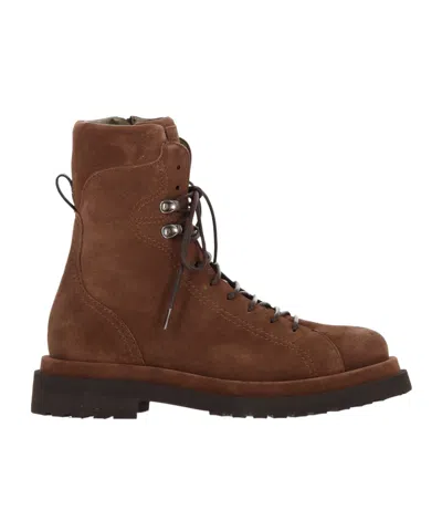 Brunello Cucinelli Lace-up Ankle Boots In Brown