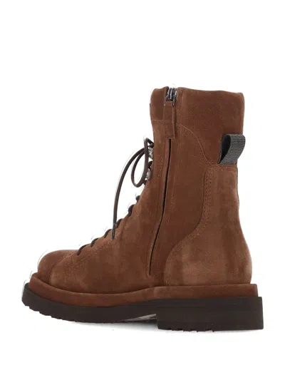 Brunello Cucinelli Lace-up Ankle Boots In Brown