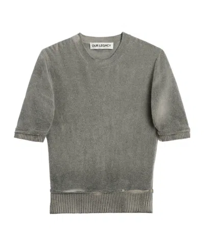 Our Legacy Dual Grey Spray-dye Wool Knit Top In Multi