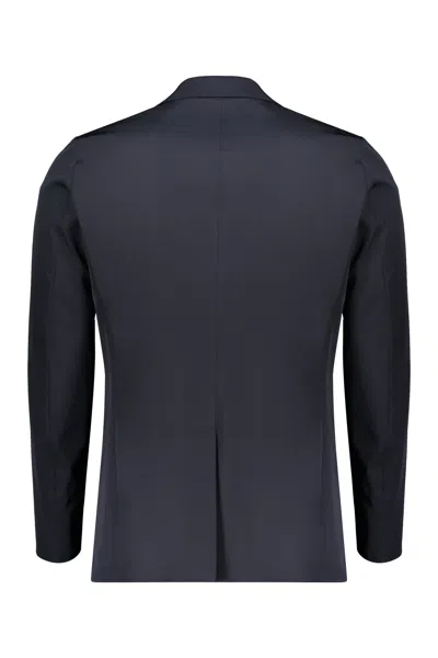 Herno Single-breasted Double-buttoned Suit Jacket In Blue