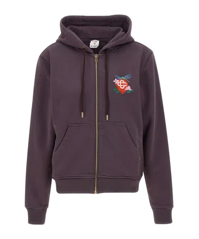 Casablanca Hooded Sweatshirt With Drawstring And Pockets In Purple