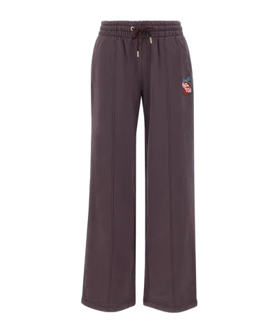 Casablanca Purple Dragonfly Floral Open Hem Sweatpants In Burgundy