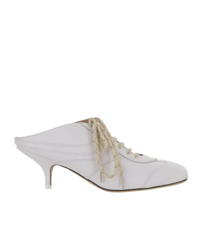 Dries Van Noten White Heeled Sneaker Mules In White