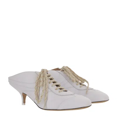 Dries Van Noten White Heeled Sneaker Mules In White