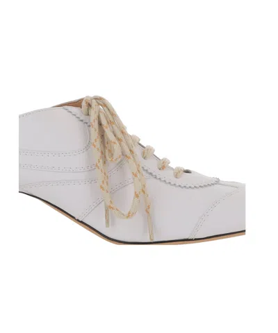 Dries Van Noten White Heeled Sneaker Mules In White