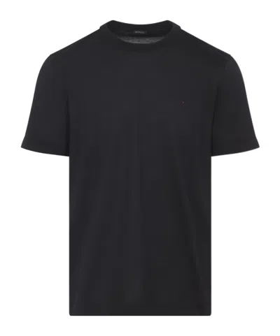 Kiton Short Sleeve Crew Neck T-shirt Design In Black