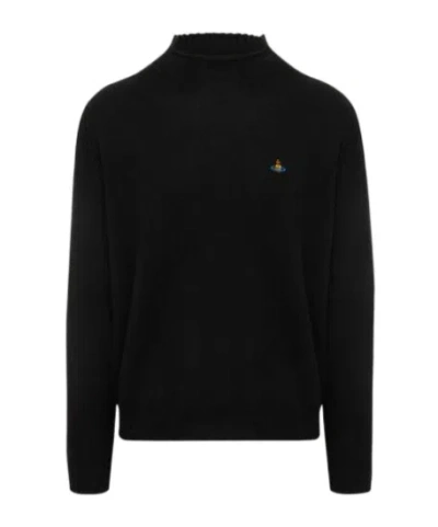 Vivienne Westwood Long Sleeve Mock Neck Knit Sweater In Black