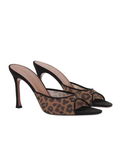 Amina Muaddi Alexa 95 Leopard-print Mesh Mules In Animal Print