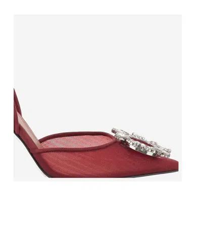 Amina Muaddi Scarpe Con Tacco Begum In Rete Rosso Tiziano  Donna In Animal Print