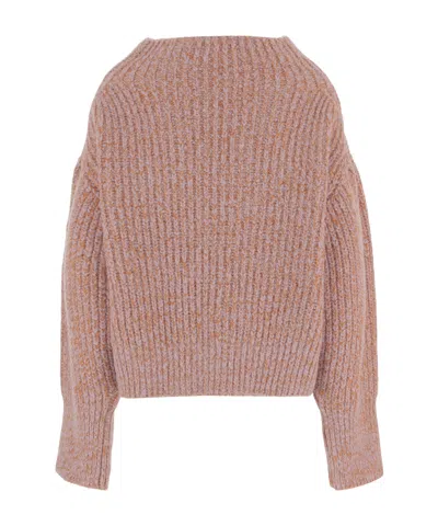 Dries Van Noten Chunky Knit High Neck Sweater With Brooch In Multi