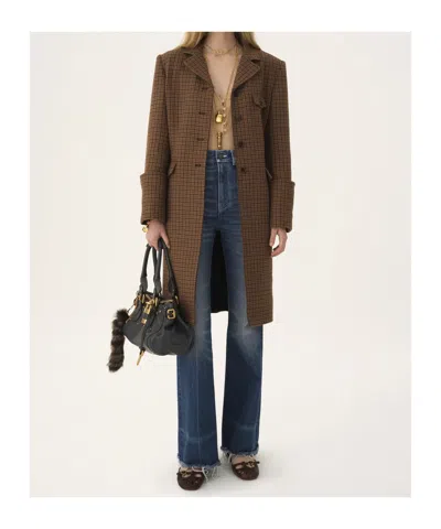 Chloé Wool Houndstooth Single-breasted Coat In Animal Print